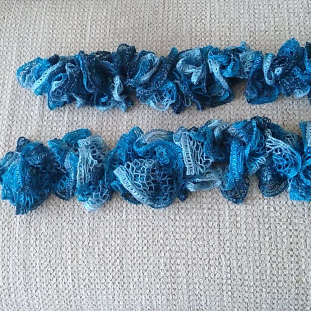 Blue ruffle scarves